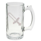 8 Bit Sword Game Style Hand Etched Mug 25 oz Beer Stein Glass Cup