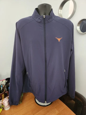 New Peter Millar Crown Sport Texas Longhorns Jacket Mens Large Blue Full Zip Cover