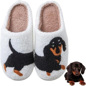 Cute Animal Cartoon Soft Plush Slippers Dachshund Slippers for Women men, Hot - Picture 1 of 86