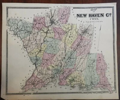 New Haven County Connecticut 1868 F.W. Beers detailed town map Westville P.O. - Image 1 of 4
