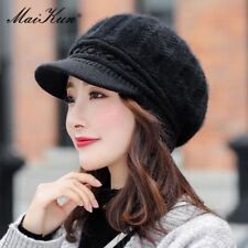 Warm Knitted Woolen Caps - Winter Rabbit Fur Berets Women Fashion Headwear 1pc S