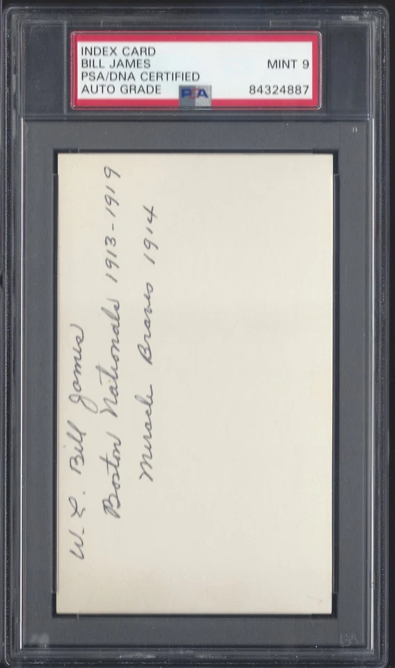 "SEATTLE" BILL JAMES, 1913-19 BRAVES, "DEAD BALL ERA",PSA/DNA MINT 9 - Image 1 of 1