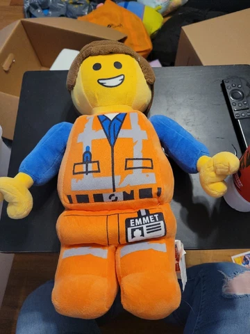 LEGO Movie 2 Emmet Brickowski Plush Snuggle Cuddle Pillow 16” Tall Stuffed Toy Cover