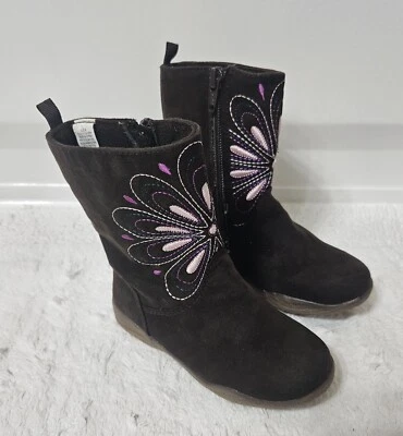 Koala Kids Toddler Girl's  Boots Brown Faux Suede Embroidered  Size 8 - Image 1 of 4