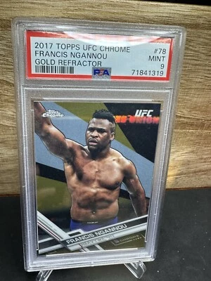 Francis Ngannou Card 2017 Topps UFC Chrome Gold Refractor /50 PSA 9 Mint RC #78 - Image 1 of 3