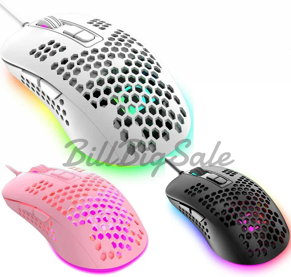 USB Wired Gaming Mouse 2400DPI Adjustable Honeycomb Shell Mice for PC PS4 USA - Image 1 of 4