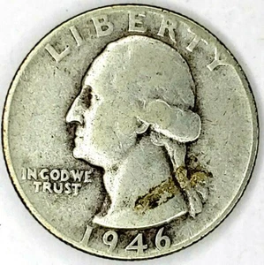 1946-P 25C Washington Quarter 90% Silver 20suc0222 - Picture 1 of 2