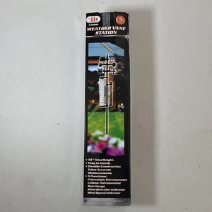 Weather Vane Station 56" Tall W/ Poll Thermometer Rain Gauge Wind Spinner Meter - Picture 1 of 6