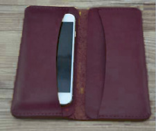 men women wallet purse cow Leather Bifold mobile iphone case bag purple S049
