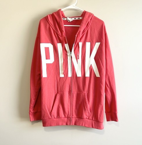 UNDERCOVER Felpa con cappuccio donna ROSA Victoria's Secret full zip logo grafica corallo taglia media Y2K