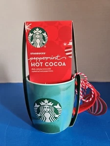 Starbucks Holiday Gift Set Hot Cocoa 12 oz Christmas Coffee Mug GREEN 2024 NWT - Picture 1 of 5