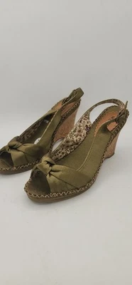 Zapatos Seychelles verde oliva punta abierta cuña talla 7,5 Foto 1 de 4