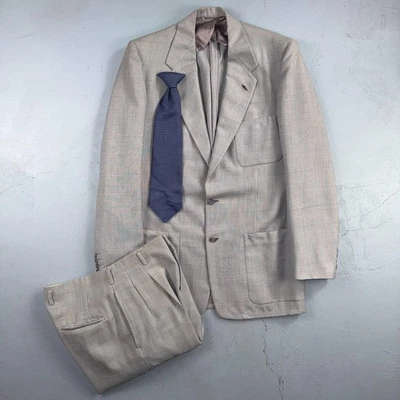 1960s 1970s VTG Mens 2 PC Suit 42 Jacket Coat Pants Gray Union Wool Rockabilly - Image 1 of 4