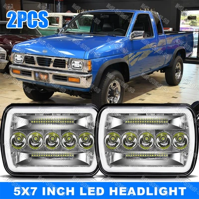 2Pcs 5x7 7x6 inch LED Headlights Hi-Lo Beam For Nissan Pickup Hardbody D21 NX A+ - Image 1 of 4