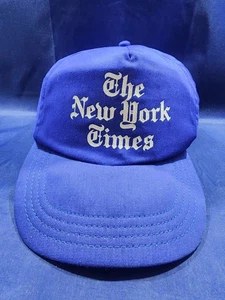 Vintage New York Times Hat Blue Newspaper Retro Logo Adjustable Snapback Cap  - Picture 1 of 9