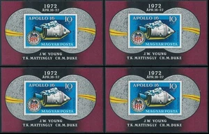 10522 Hungary Space Moon Apollo 16 Capsule 4xS/S MNH Lot#614 - Picture 1 of 1