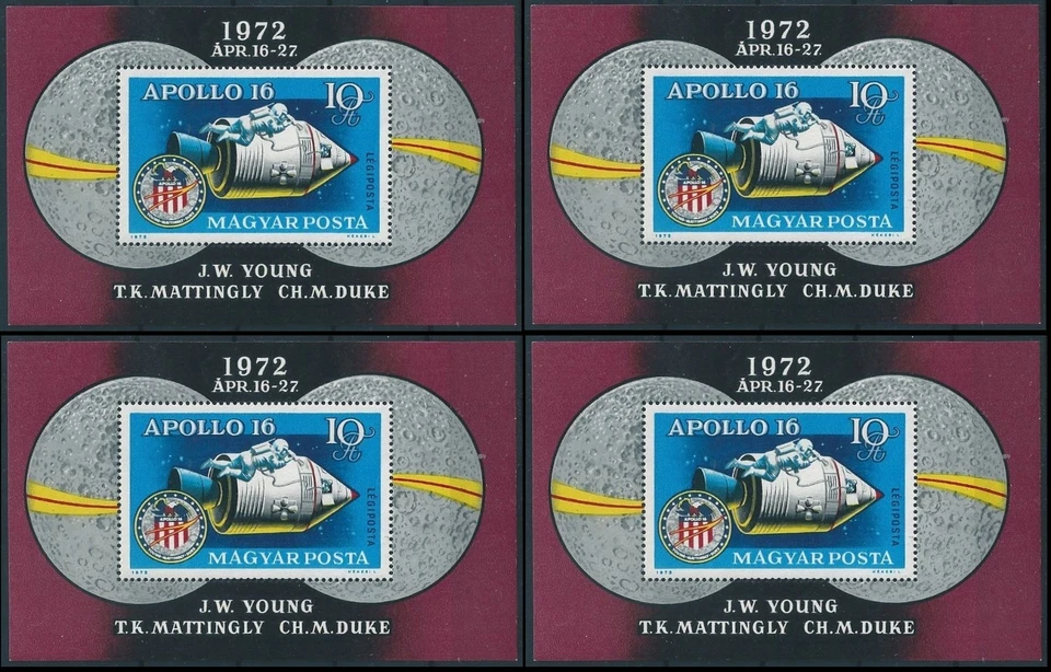 10522 Hungary Space Moon Apollo 16 Capsule 4xS/S MNH Lot#614 - Image 1 of 1