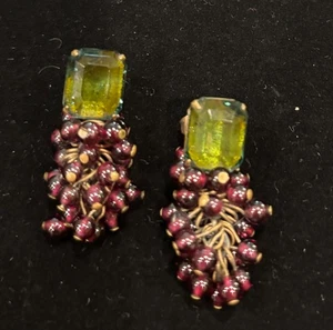 Vintage Ohrringe Posten mit grünem Stein und Granat - Bild 1 von 2