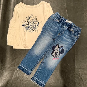 Disney 2-pc Set 3T Girls Gap Minnie Jeans & Gap Mickey & Friends LS Top Clothes - Picture 1 of 1