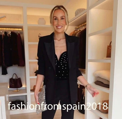 ZARA NEW WOMAN TAILORED TUXEDO BLAZER JACKET BLACK XS-XL 9320/597/800 - Image 1 of 4