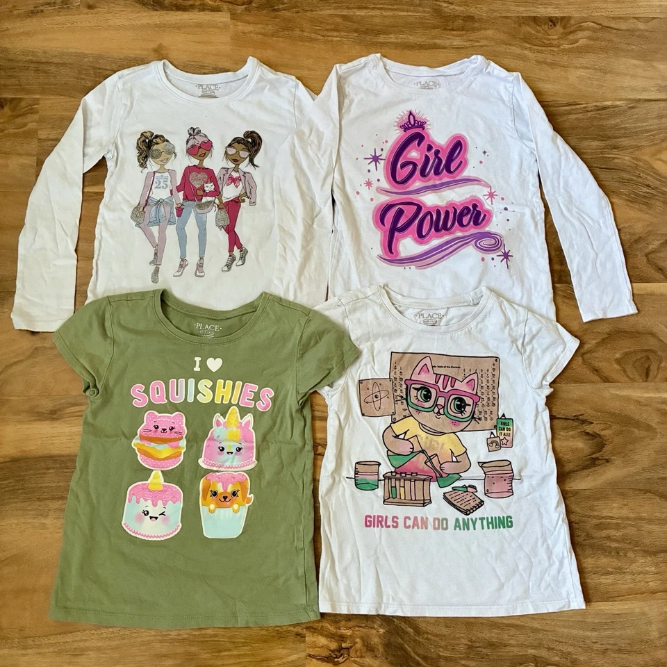 Lot Of 4 Size 5/6 Small Girls Tops The Childrens Place Long & Short Sleeve - Image 1 of 4