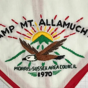 Morris - Sussex Area NJ Camp Mt. Allamuchy 1970 Neckerchief RED Bdr (LB2606) - Picture 1 of 2