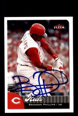 Signed Baseball Card Auto Brandon Phillips 2007 Fleer #252 Cincinnati Reds - Image 1 of 2