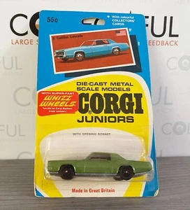 CORGI JUNIORS WHIZZWHEELS - #9 CADILLAC ELDORADO - GREEN - MADE UK - 1:64 MOC🔥 - Picture 1 of 2