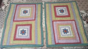 Gestepptes Kissen Shams 2er Set mit Blumen gelb rosa blau grün orange - Bild 1 von 5