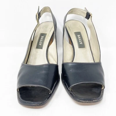 Zapatos para mujer Bally talla 8,5 sandalias de tacón negro estrecho punta abierta Foto 1 de 4