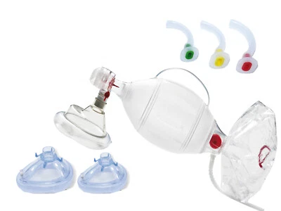 Notfall Ambu Spur II Beatmungsbeutel SET mit Beatmungsmasken + Guedeltuben