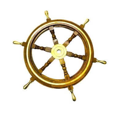 Brass Handle Pirate Home Decor Nautical 24” Ship Wheel Nautical Wooden Best Item • 81.56$