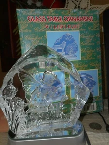 MASSIVES GLAS "FEE+SCHMETTERLING" TISCHSCHMUCK MIT LED LICHT/FARBWECHSEL/WECHSEL - Bild 1 von 11