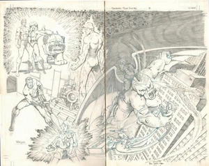 1986 FANTASTIC FOUR #8 ORIGINAL COVER ART PAGE TOM LYLE ALT PENCIL MARVEL COMICS - Picture 1 of 3