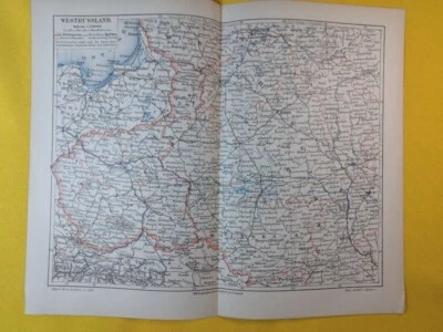 1899 West Prussia Russia Geographical Vintage Map Soviet Union ORIG C19-6 Foto 1 de 3