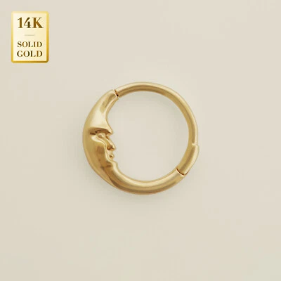 Aro piercing cara luna oro macizo 14K cartílago Daith Tragus caracola torre 18G Foto 1 de 4