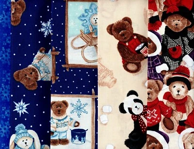Boyd's Bears, Winter Bears, Spectrix, 5 Fat Quarters, Quilting fabric - Image 1 of 4