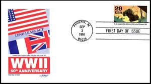 2559c WWII 50 yrs Lead-Lease Act FDC/Artmaster Cachet, OF, Clean Cover - Picture 1 of 4