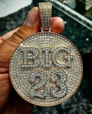 5Ct Round Cut Real Moissanite Custom Letter Number Pendant 14K Rose Gold Plated