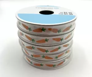 Celebrate It Easter Narrow Polyester Ribbon Carrots 3/8 in x 12ft Each Set of 5 - Picture 1 of 2