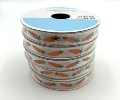 Celebrate It Easter Narrow Polyester Ribbon Carrots 3/8 in x 12ft Each Set of 5 - Image 1 of 2