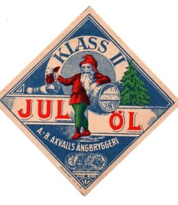 Old Swedish Beer Label Axvalls Ängbryggeri - Jul Öl