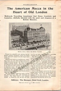 Anuncio impreso de arte de pared efímero vintage de Hotel Cecil London 1905 decoración - Imagen 1 de 1