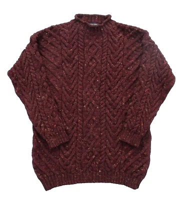 Suéter Fisherman Aran Donegal Inglaterra Ciruela Cable De Colección COMO NUEVO LANDS END M/L $150 Foto 1 de 4