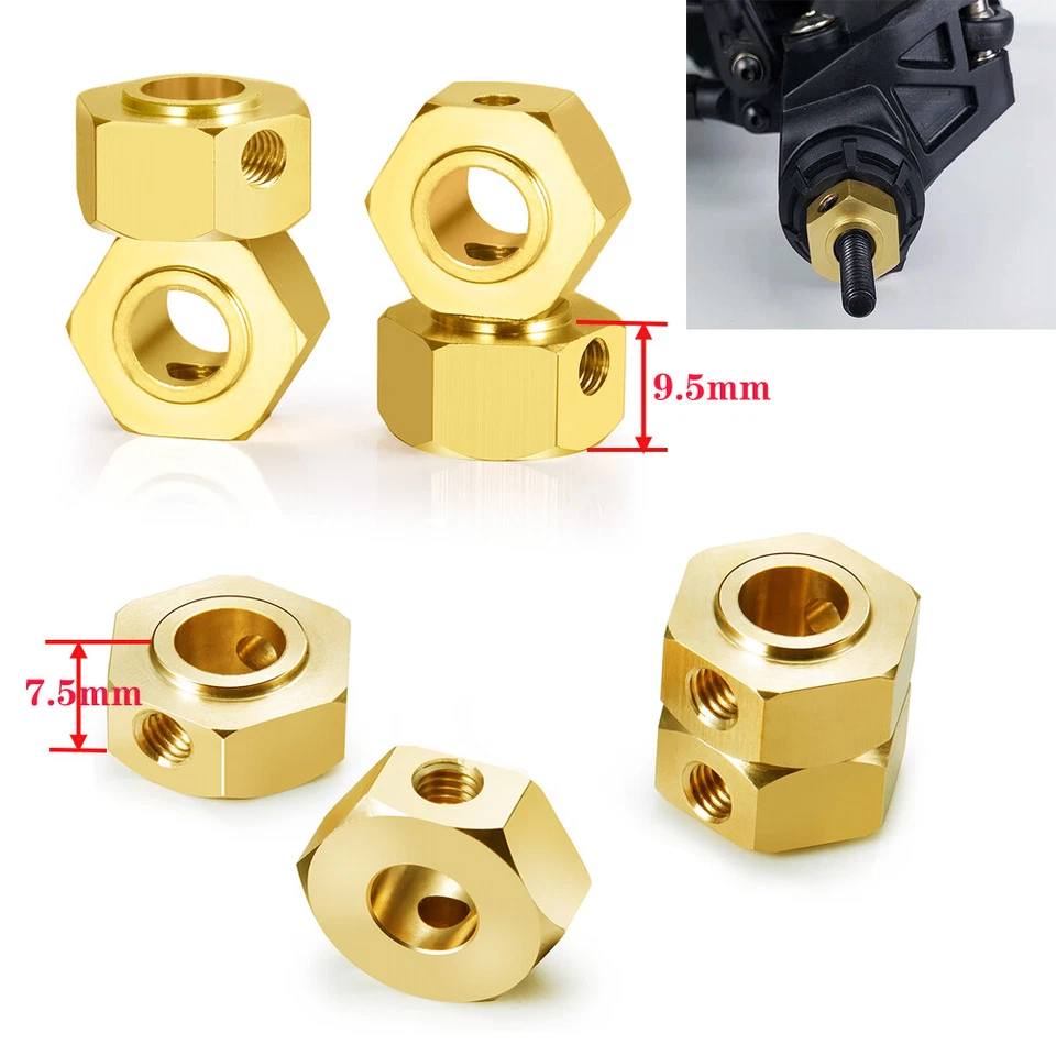 1/2set Brass Extended Wheel Hubs Hex Adapter Kits for Axial SCX6 RC Car AXI05000 - Image 1 of 1