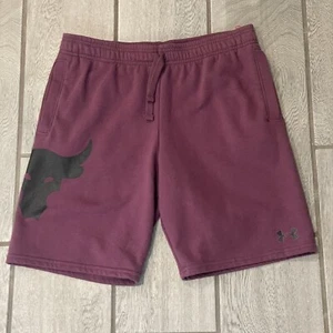 Under Armour Boys' Project Rock Fleece Shorts Maroon Black Youth XL - Picture 1 of 11