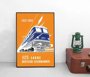 Poster Deutsche Bahn 125 Jahre deutsche Eisenbahn Bundesbahn 1960 Plakat - Picture 1 of 3
