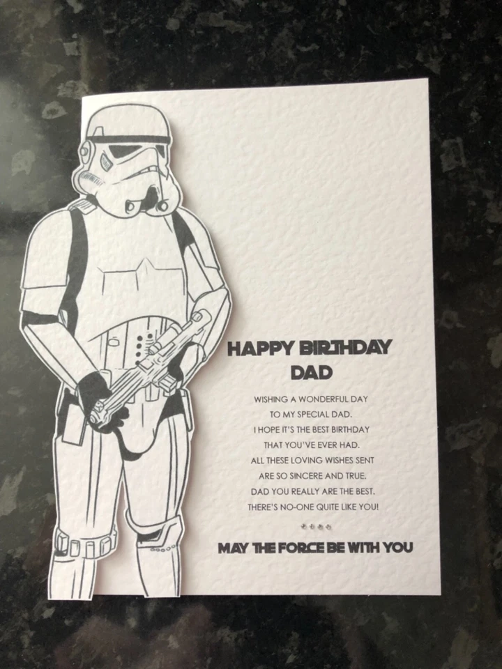 PERSONALIZADO HECHO A MANO A5 3D STAR WARS STORM TROOPER TARJETA DE CUMPLEAÑOS HIJO, PAPÁ  Foto 1 de 1