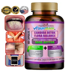 Candida Cleanse Detox Support Highest Potency Yeast Infection Support 100 cap - Picture 1 of 5