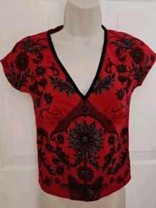 5/48 Saks Fifth Avenue  Embellished Top Sz S - Picture 1 of 6